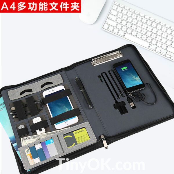 Business A4 Organizer with Wireless Charger and Built-in Power Bank - Image 5