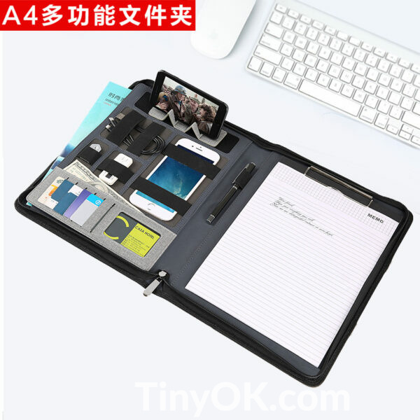 Business A4 Organizer with Wireless Charger and Built-in Power Bank - Image 3