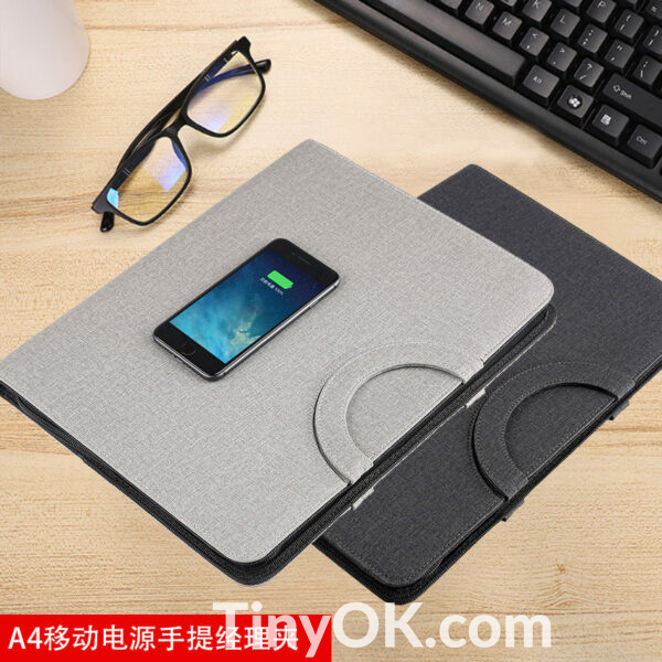 Business A4 Organizer with Wireless Charger and Built-in Power Bank - Image 2