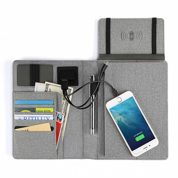 Wireless Charging Notebook with Built-in Power Bank and Card Holder - Image 4