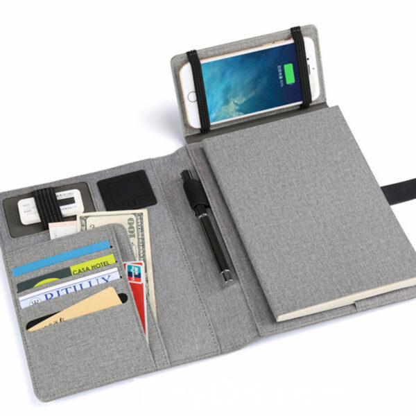Wireless Charging Notebook with Built-in Power Bank and Card Holder - Image 3