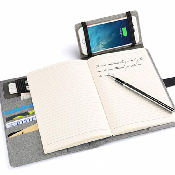 Wireless Charging Notebook with Built-in Power Bank and Card Holder - Image 2
